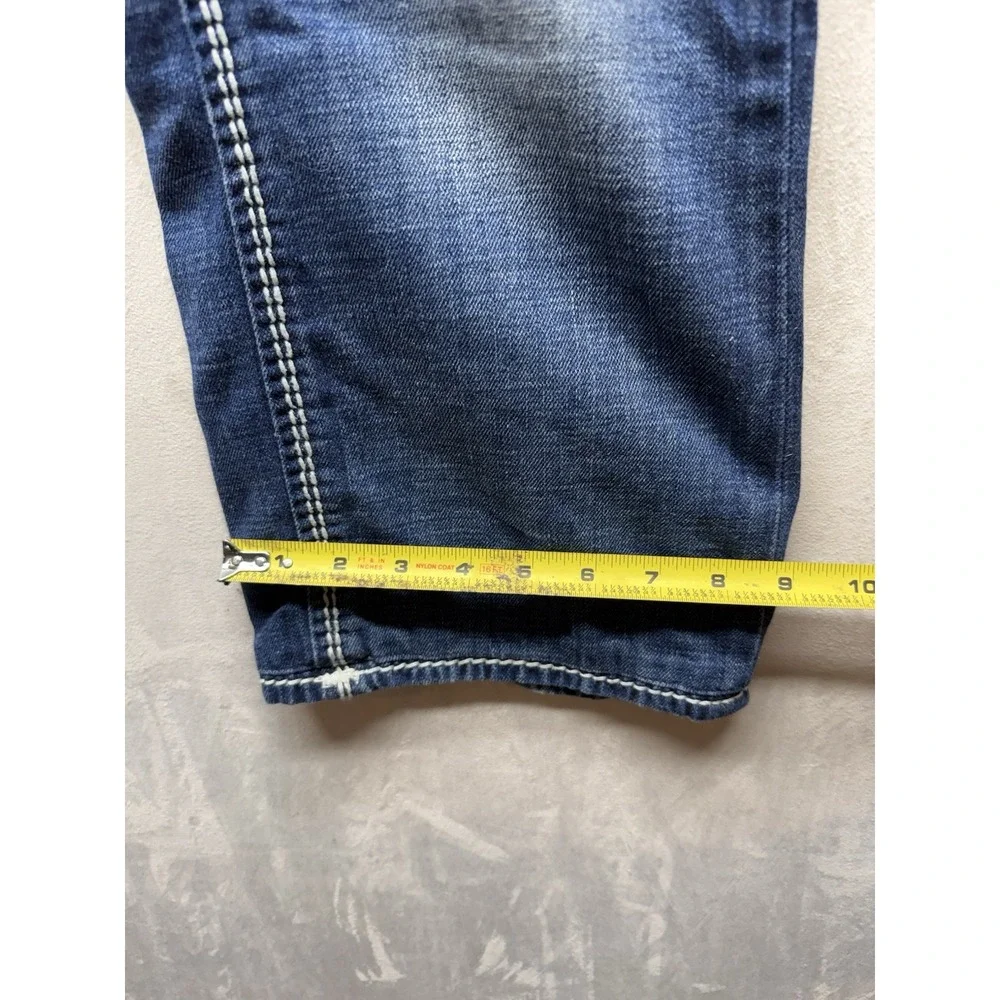 True Religion Straight Mega T Jeans Mens 33 Flap Pocket Mud Slinger Thick Stitch